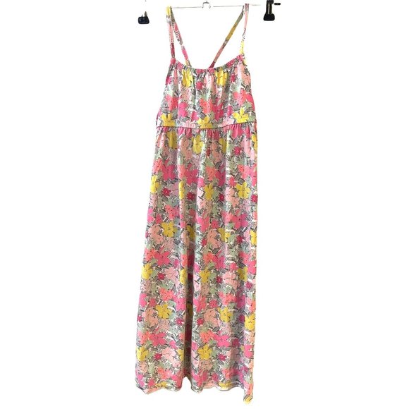 Circo 5T Strappy Girls Sleeveless Dress Pink Yellow Flowers Tropical Summer - Picture 1 of 9